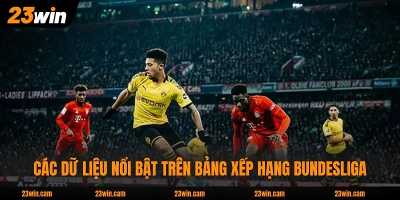 Các dữ liệu nổi bật trên bảng xếp hạng Bundesliga